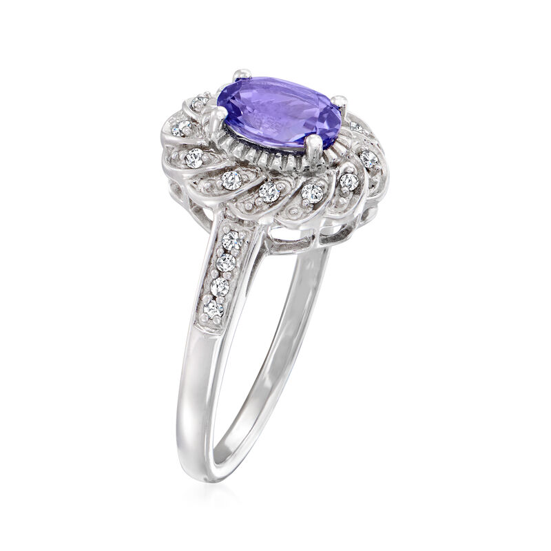 .70 Carat Tanzanite and .12 ct. t.w. Diamond Ring in Sterling Silver. Size 8 image number 2