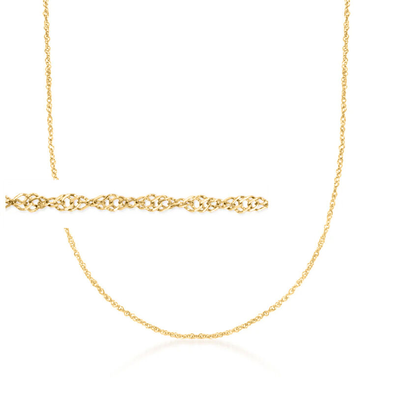 Italian 1.5mm 18kt Yellow Gold Singapore Chain Necklace image number 0