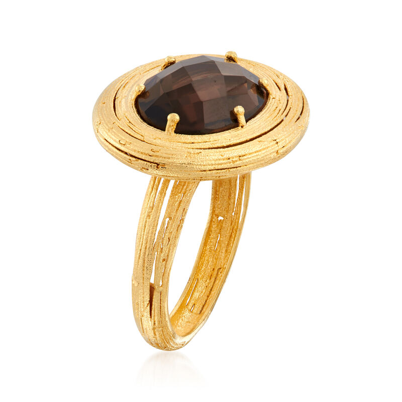 Italian 5.00 Carat Smoky Quartz Ring in 18kt Gold Over Sterling image number 2