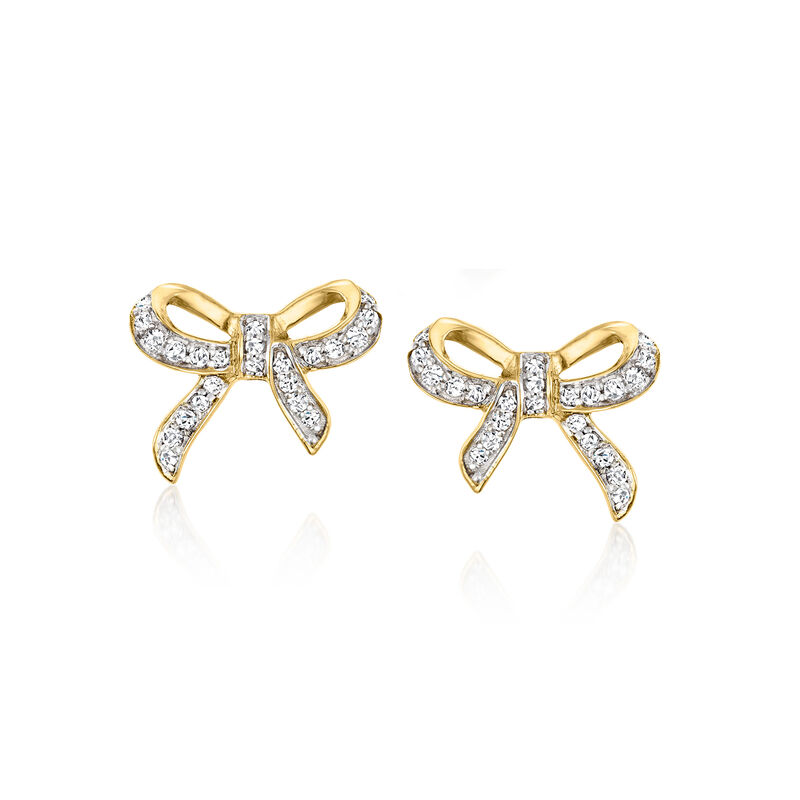 .20 ct. t.w. Black Spinel and .10 ct. t.w. White Topaz Jewelry Set: Two Pairs of Bow Earrings in 18kt Gold Over Sterling  image number 4