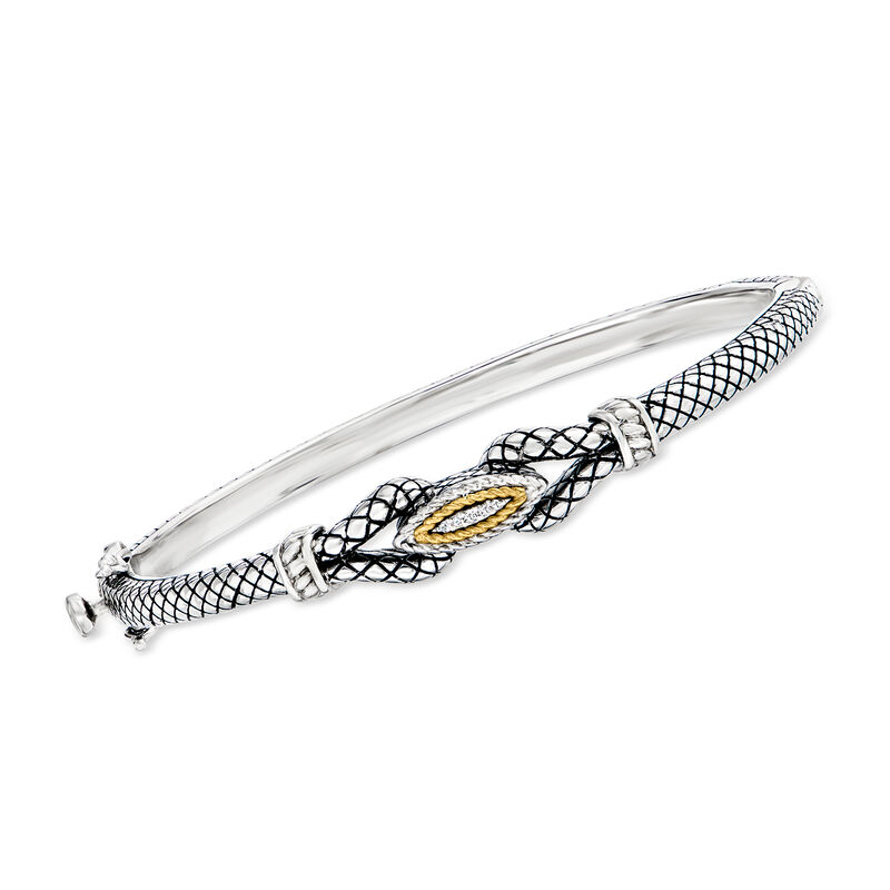 Andrea Candela &quot;Maravilla&quot; Diamond Bangle Bracelet in Sterling Silver and 18kt Yellow Gold. 7.5&quot; image number 0