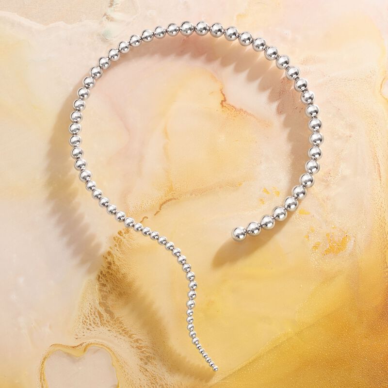 Italian Sterling Silver Beaded Open Collar Necklace. 15&quot; image number 2