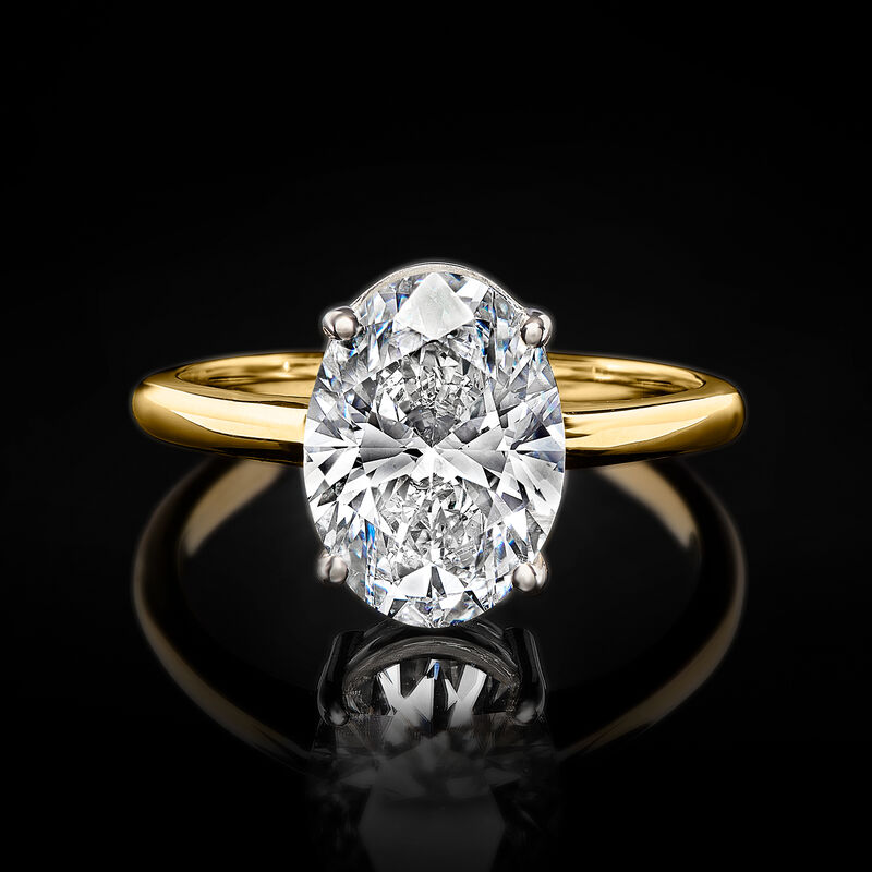 3.00 Carat Oval Lab-Grown Diamond Solitaire Ring in 14kt Yellow Gold image number 3