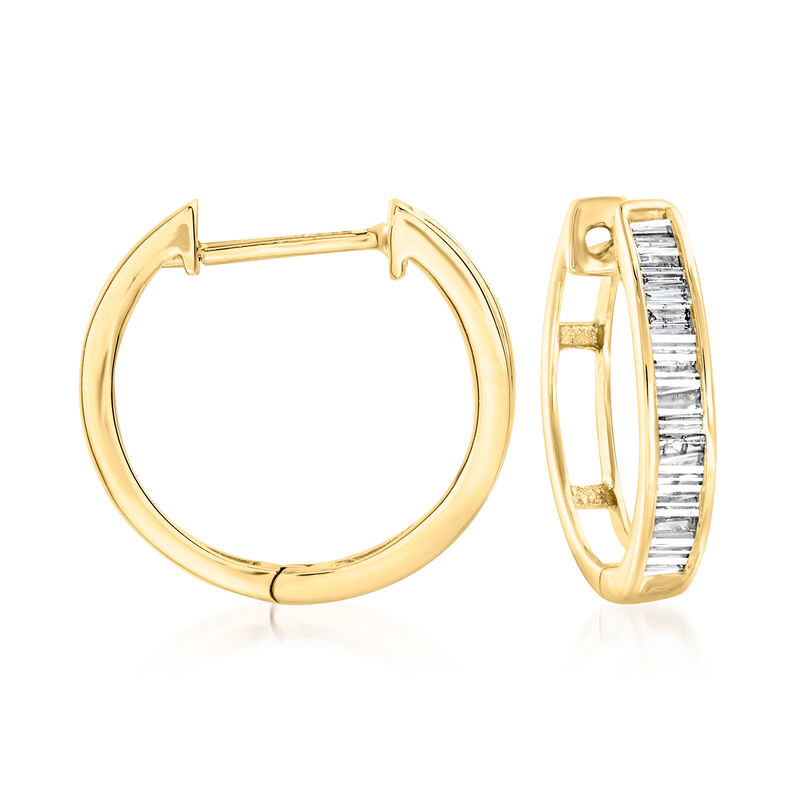 .20 ct. t.w. Diamond Huggie Hoop Earrings in 14kt Yellow Gold. 1/2&quot; image number 0
