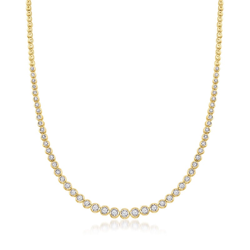 1.50 ct. t.w. Bezel-Set Diamond Necklace in 18kt Gold Over Sterling image number 0