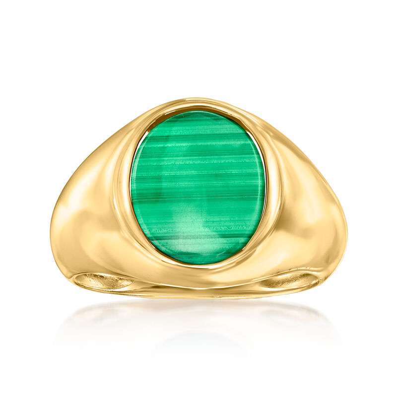 Malachite Signet Ring in 14kt Yellow Gold image number 0