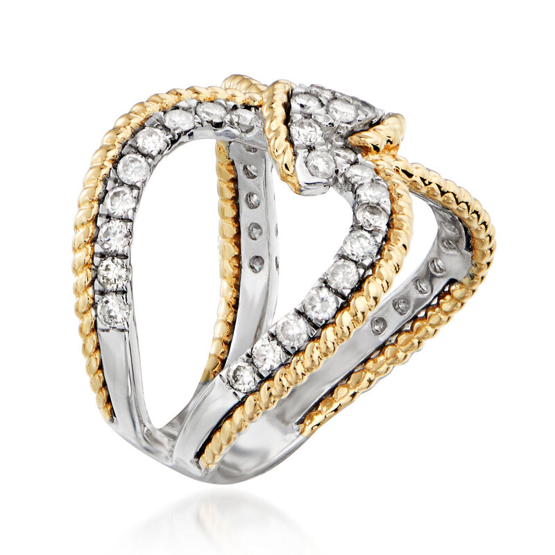 1.00 ct. t.w. Diamond Knot Ring in Sterling Silver with 14kt Yellow Gold image number 2