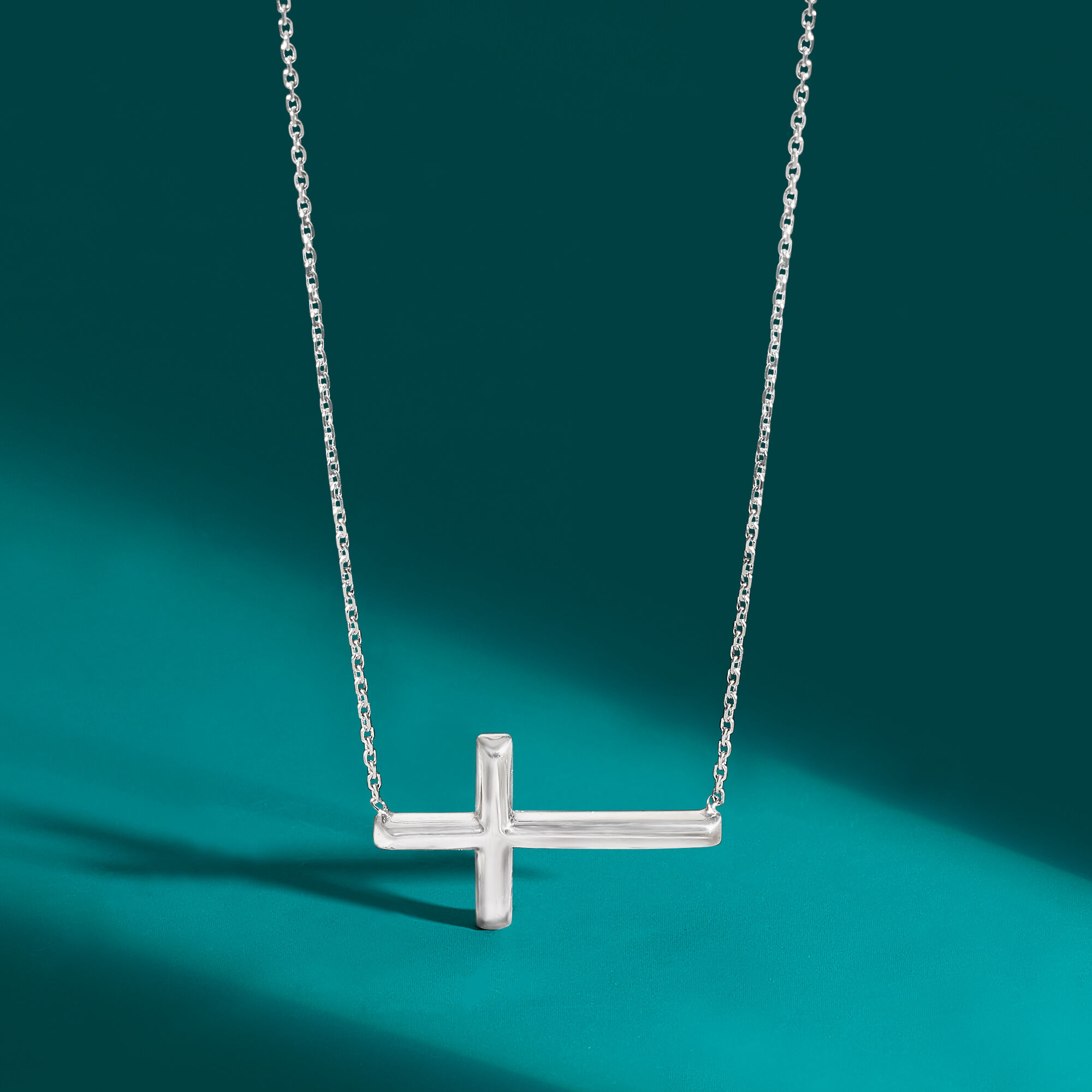 Italian Sterling Silver Sideways Cross Necklace