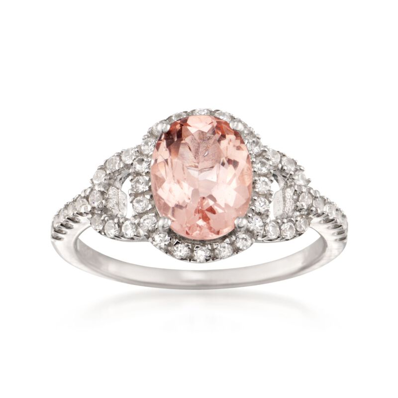 1.70 Carat Morganite and .50 ct. t.w. CZ Ring in Sterling Silver image number 0