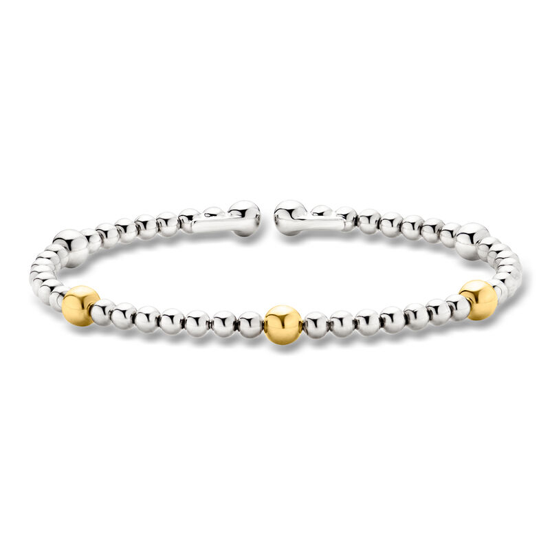 Gabriel & Co. Sterling Silver and 14kt Yellow Gold Beaded Cuff Bracelet. 7" image number 0