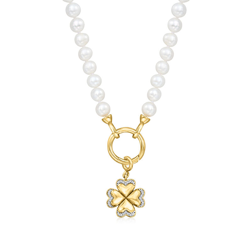 5-6mm Cultured Pearl Charm-Compatible Necklace in 18kt Gold Over Sterling image number 2