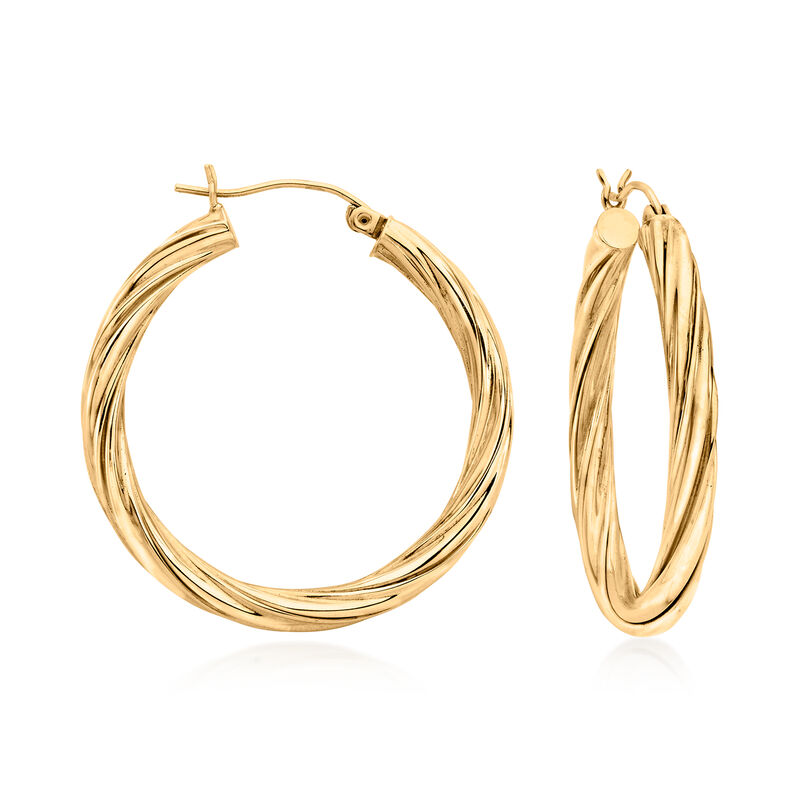 C. 1990 Vintage 14kt Yellow Gold Twisted Hoop Earrings image number 0