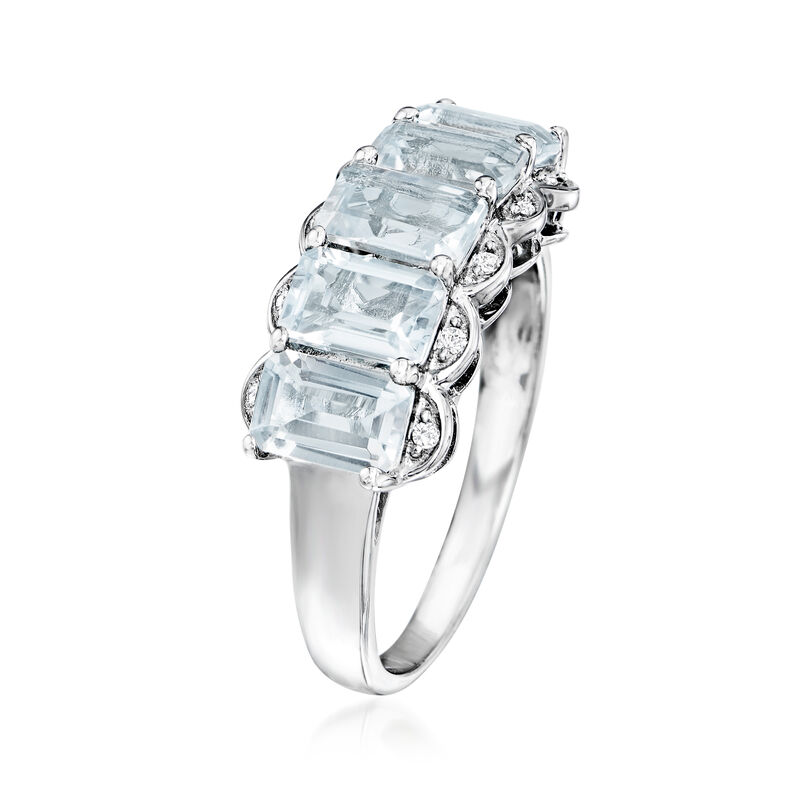 2.45 ct. t.w. Aquamarine Ring with Diamonds in Sterling Silver image number 2