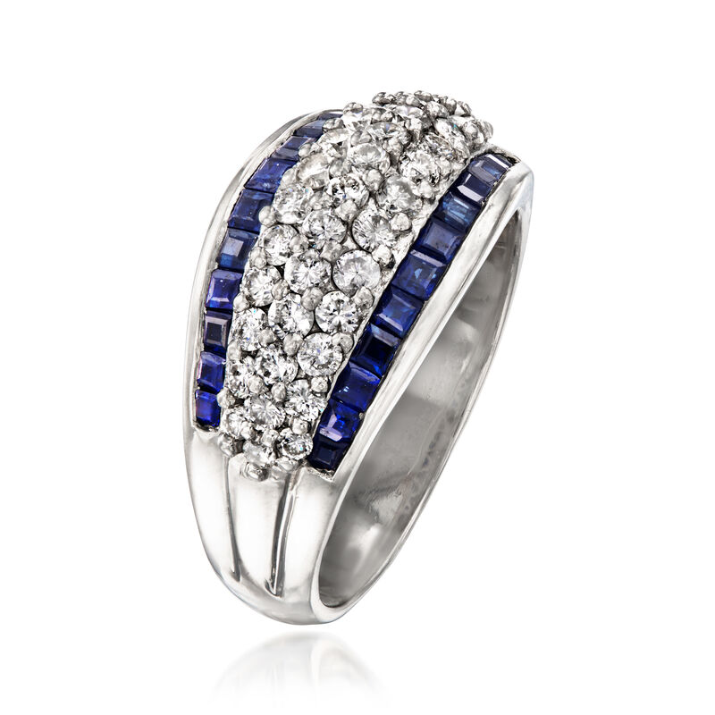 C. 2000 Vintage 1.11 ct. t.w. Sapphire and 1.01 ct. t.w. Diamond Ring in Platinum. Size 8 image number 2