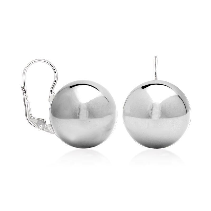 Italian 18mm Sterling Silver Ball Drop Earrings  image number 2