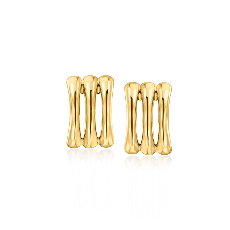 Italian 10kt Yellow Gold Petite Three-Row Curved Hoop Earrings. 1/4" image number 0