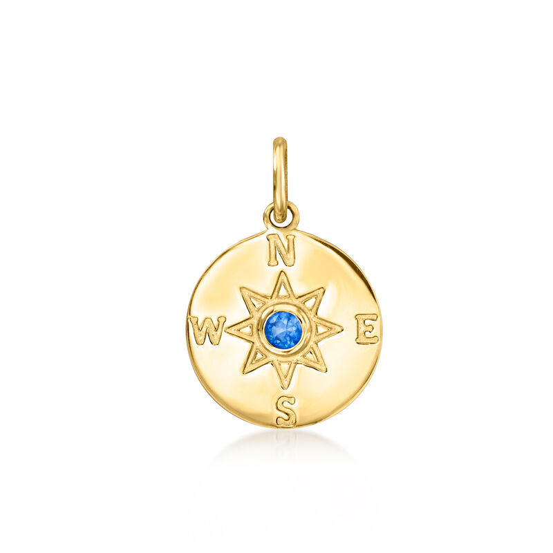 Sapphire Compass Charm in 14kt Yellow Gold image number 1