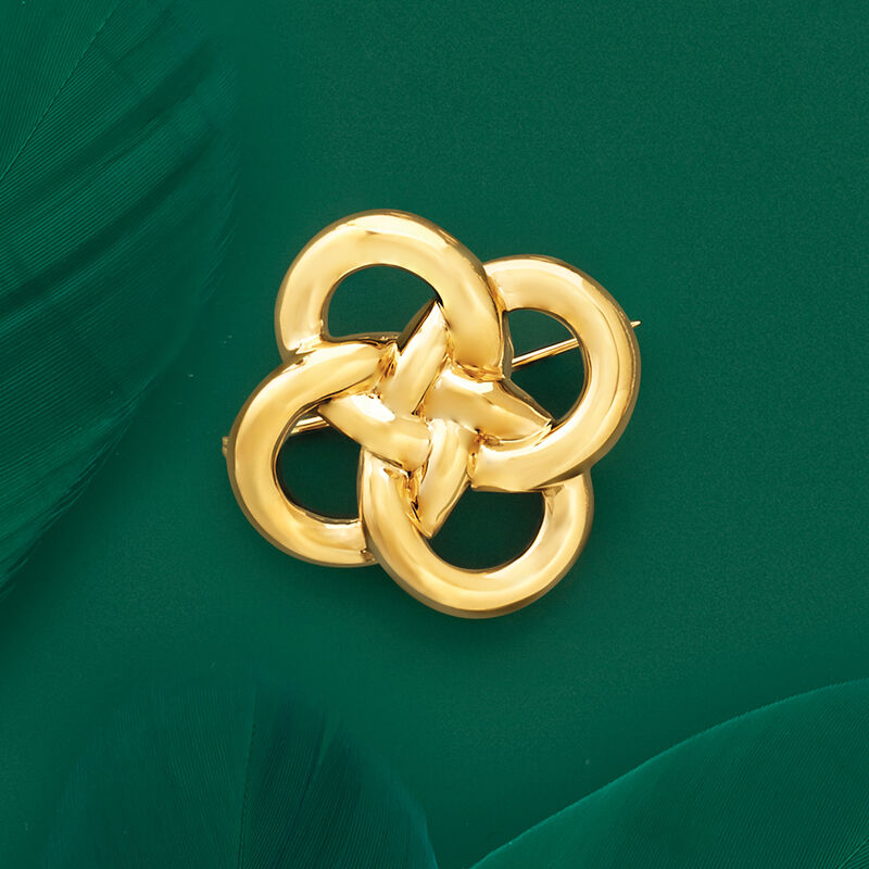 14kt Yellow Gold Interlocking Circle Pin image number 3