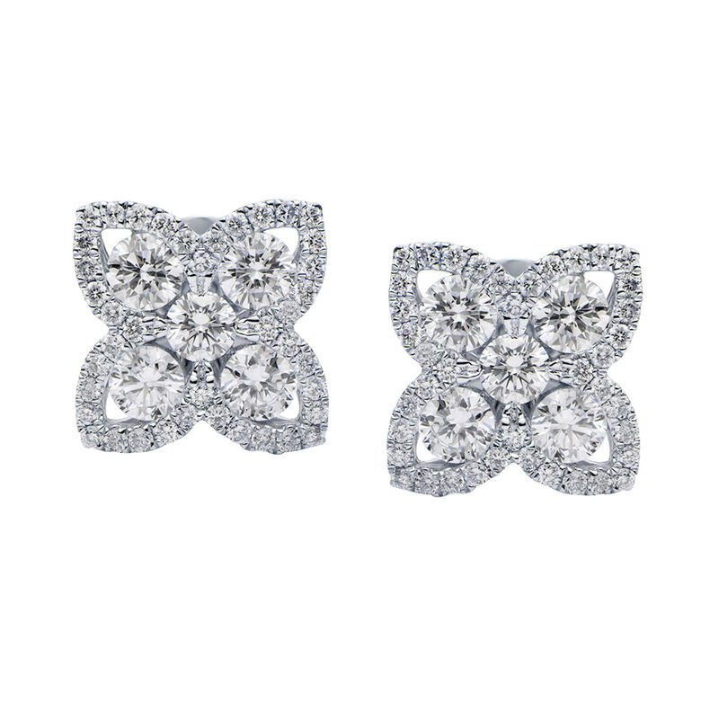 .95 ct. t.w. Diamond Flower Earrings in 18kt White Gold image number 0