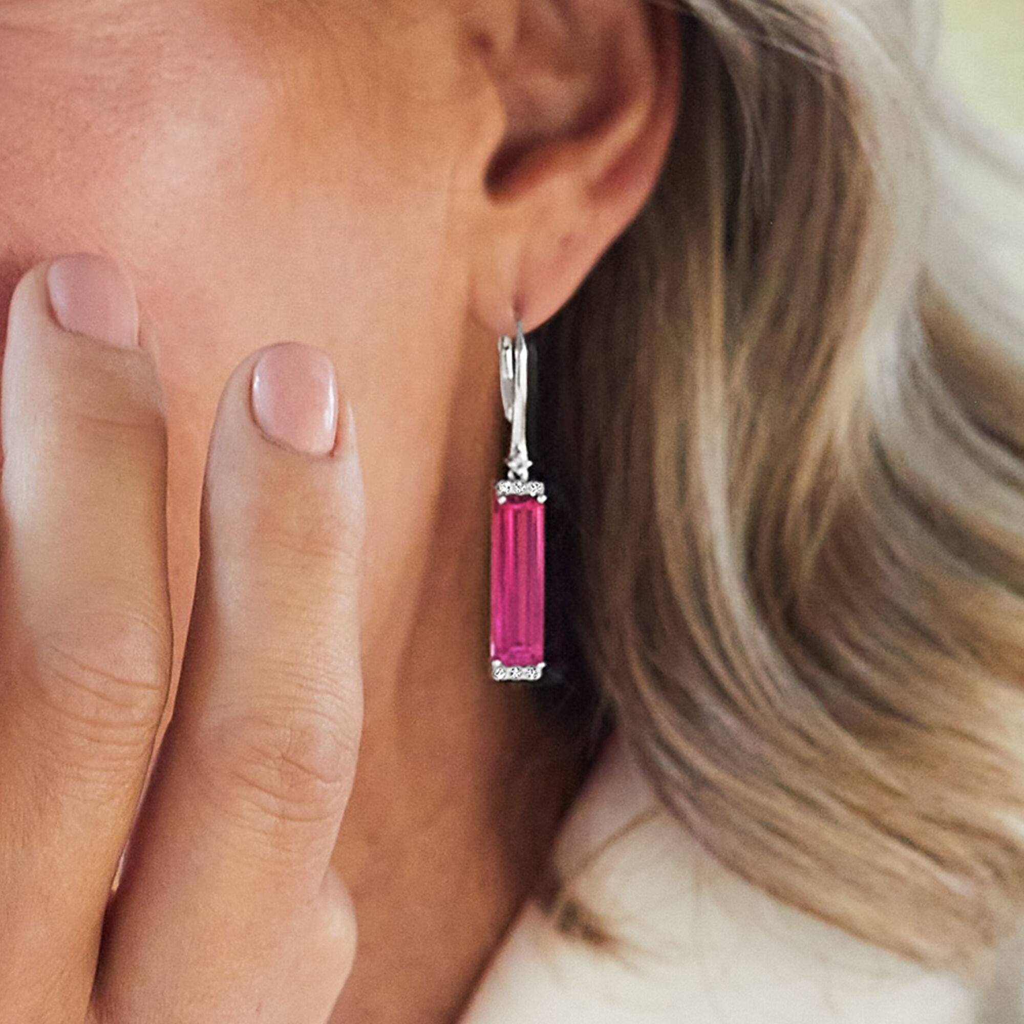 12.29 ct. t.w. Pink and White Topaz Drop Earrings in Sterling Silver