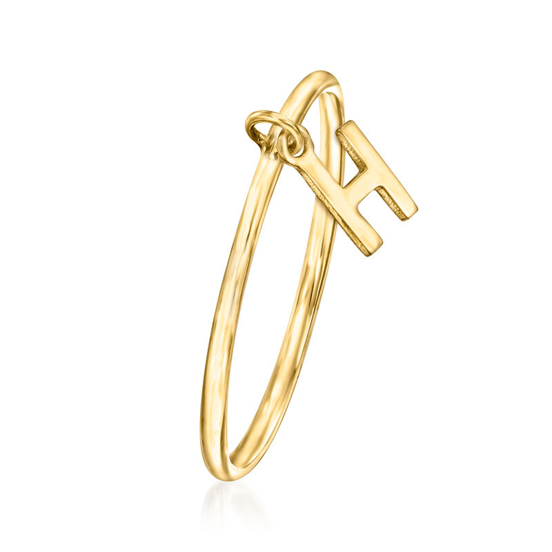 14kt Yellow Gold &quot;H&quot; Initial Charm Ring. Size 8 image number 2