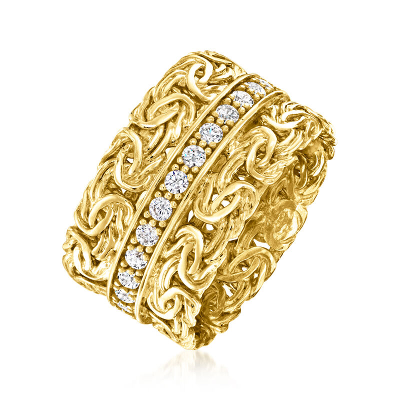 .60 ct. t.w. CZ Byzantine Ring in 18kt Gold Over Sterling image number 2