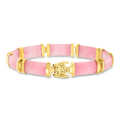 Pink Jade "Good Fortune" Bracelet in 18kt Gold Over Sterling