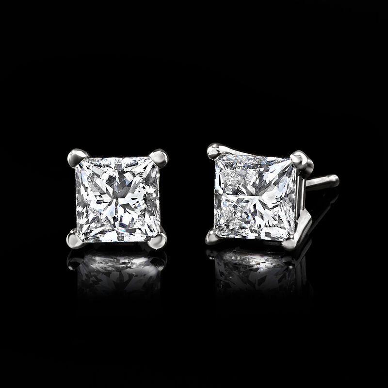 1.00 ct. t.w. Princess-Cut Lab-Grown Diamond Stud Earrings in 14kt White Gold  image number 2