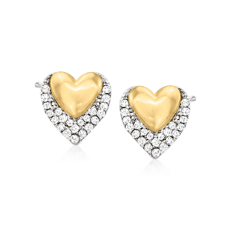 .10 ct. t.w. Diamond Heart Stud Earrings in Sterling Silver and 14kt Yellow Gold image number 0