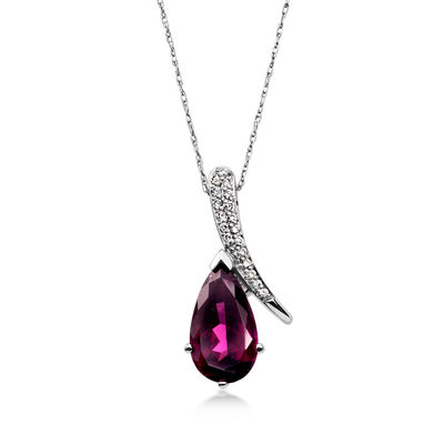 C. 1990 Vintage 4.50 Carat Garnet Pendant Necklace with .17 ct. t.w. Diamonds in 14kt White Gold