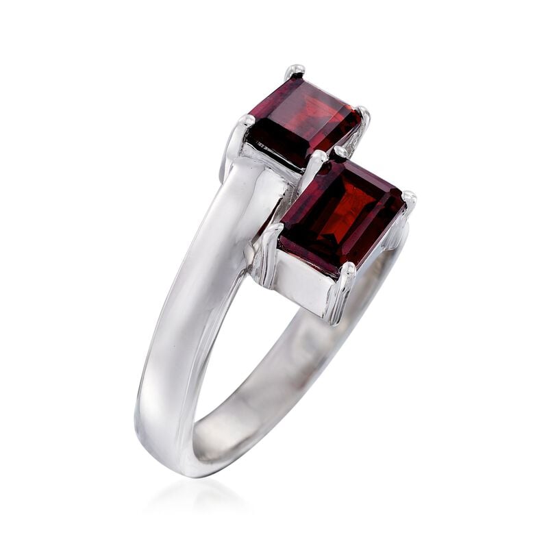 2.20 ct. t.w. Emerald-Cut Garnet Bypass Ring in Sterling Silver image number 2