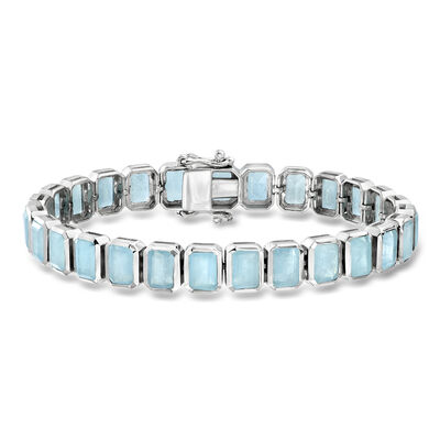 25.00 ct. t.w. Bezel-Set Aquamarine Bracelet in Sterling Silver