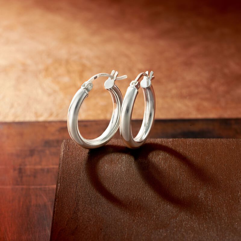 Sterling Silver Polished Hoop Earrings image number 2
