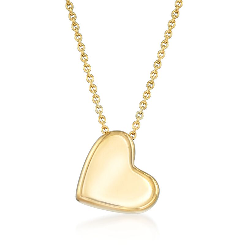 Italian 18kt Gold Over Sterling Silver Sideways Heart Necklace. 18&quot; image number 1