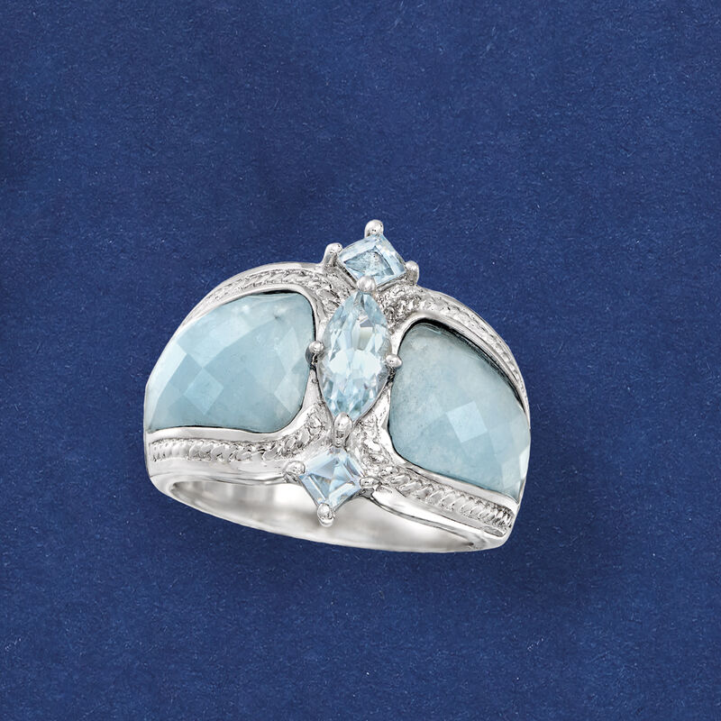 5.85 ct. t.w. Aquamarine Ring in Sterling Silver image number 5
