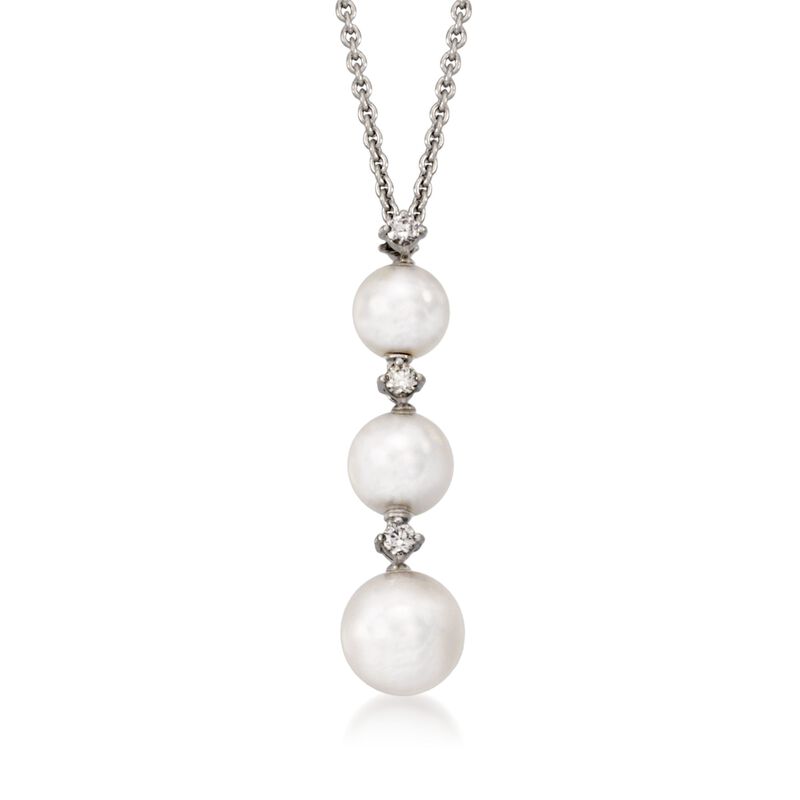 Mikimoto 5.5-7mm A+ Akoya Pearl Necklace with Diamond Accents in 18kt White Gold image number 0