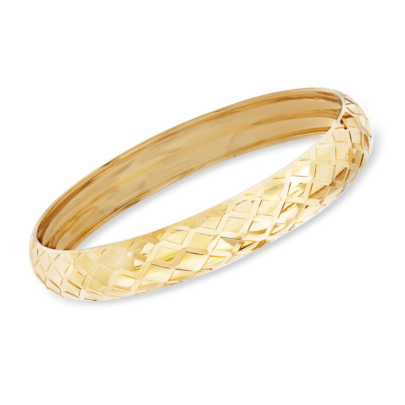 Italian 14kt Yellow Gold Quilted Bangle Bracelet. 7.5&quot; image number 0