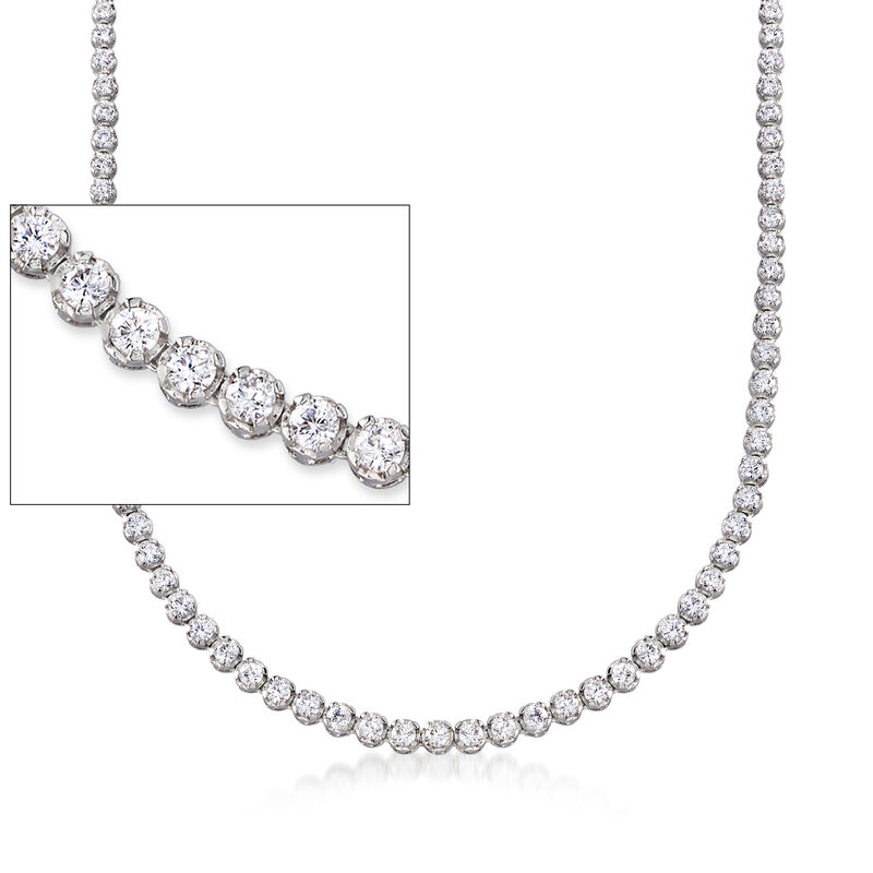 9.70 ct. t.w. Graduated CZ Tennis Necklace in Sterling Silver with Magnetic Clasp. 16&quot; image number 1