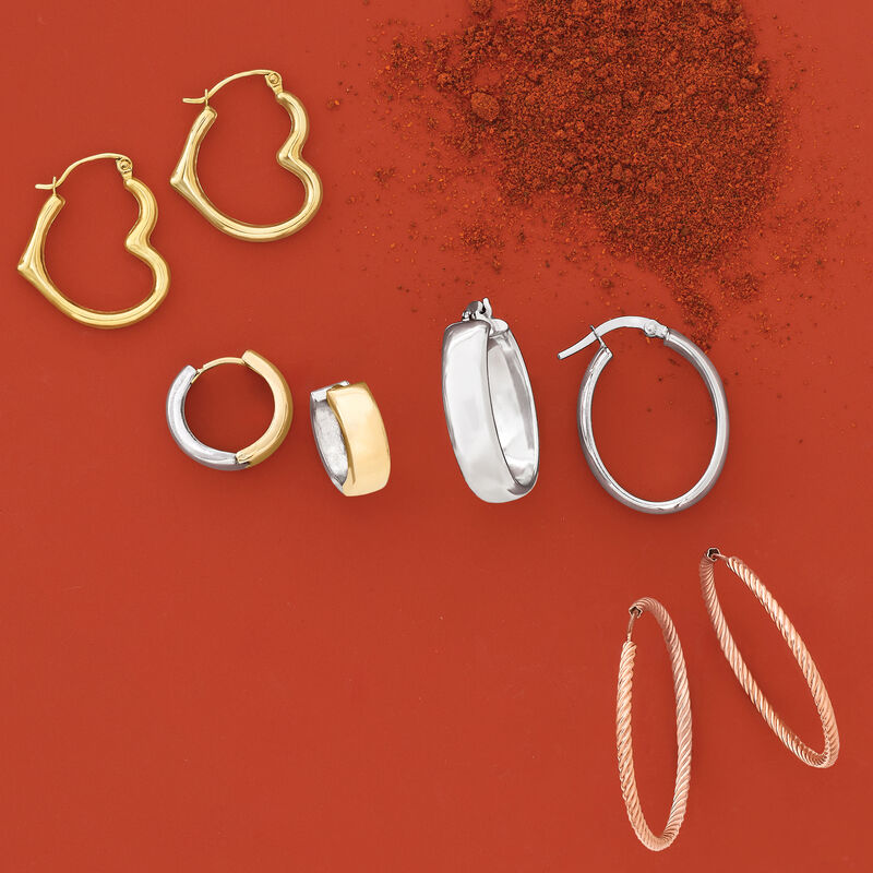 14kt Rose Gold Twisted Hoop Earrings image number 2