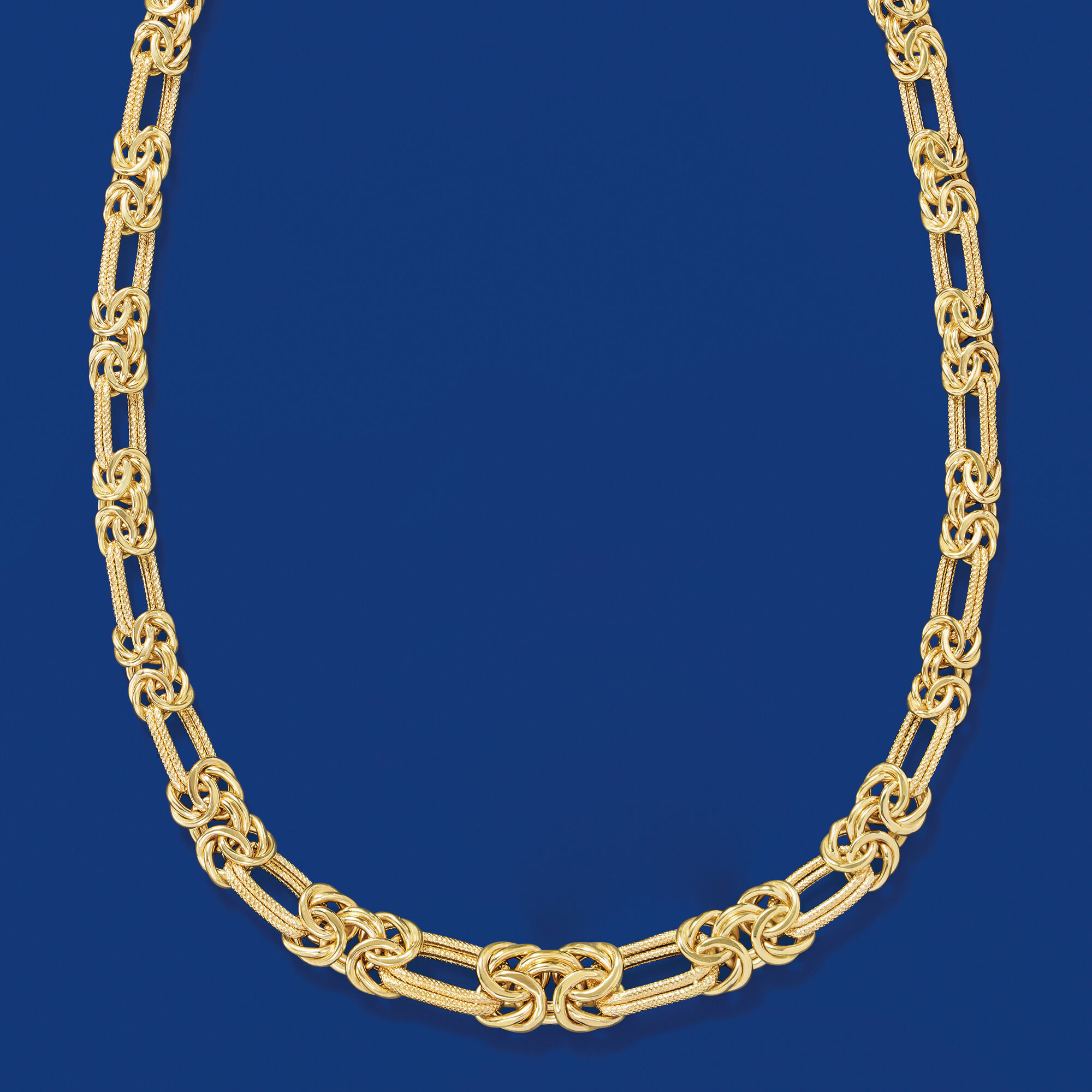 14kt Yellow Gold Byzantine and Double Link Necklace