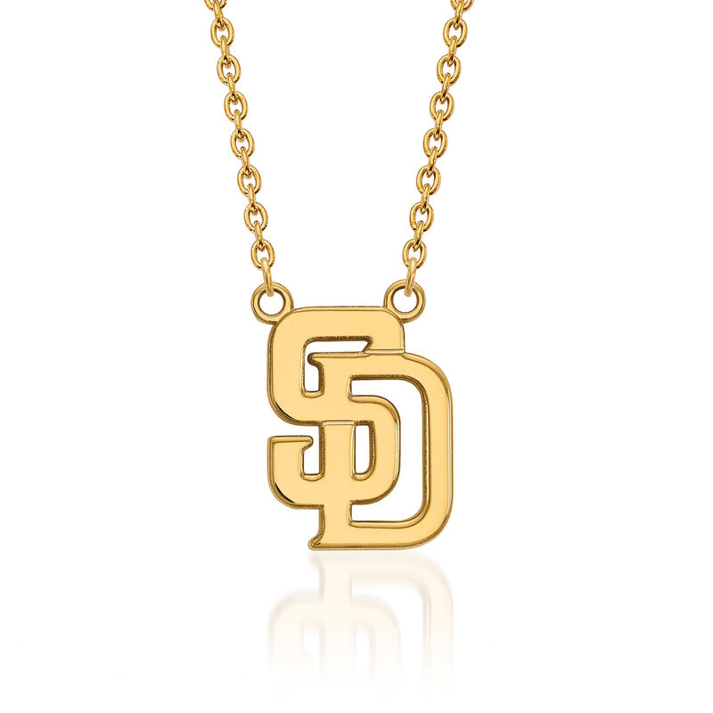 14kt Yellow Gold MLB San Diego Padres Pendant Necklace. 18&quot; image number 0
