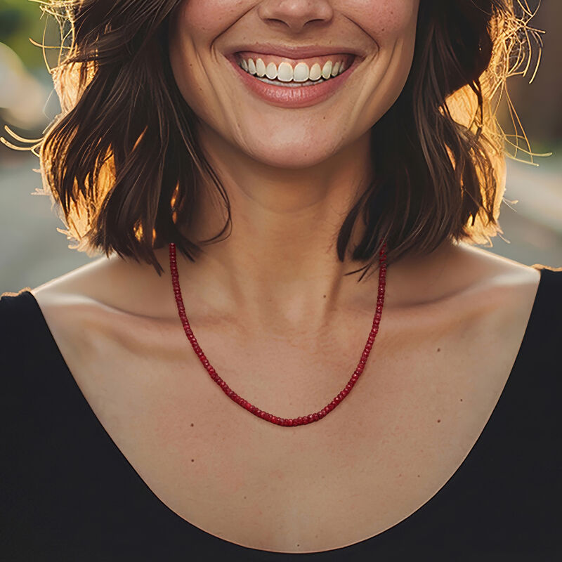 90.00 ct. t.w. Ruby Bead Necklace with Sterling Silver