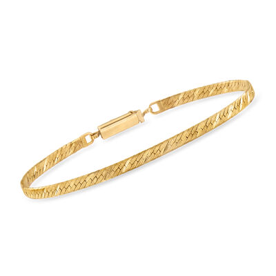 C. 1990 Vintage 14kt Yellow Gold Diamond-Cut Herringbone Bracelet