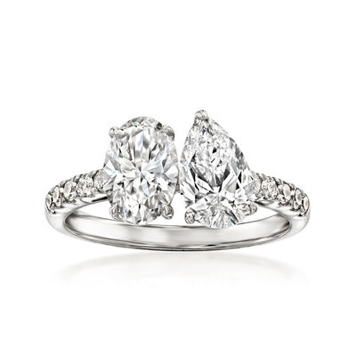 2.25 ct. t.w. Lab-Grown Diamond Toi et Moi Ring in 14kt White Gold