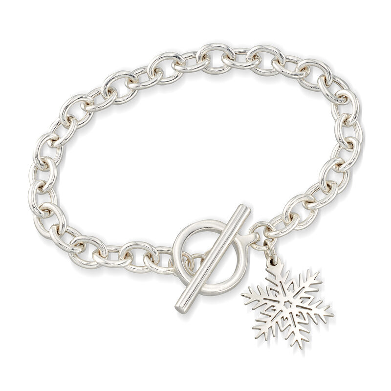 Sterling Silver Snowflake Charm Bracelet image number 0