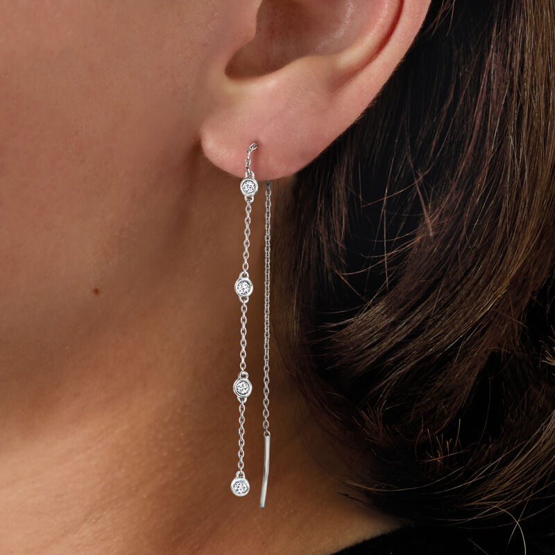 .25 ct. t.w. Diamond Station Threader Earrings in Sterling Silver  image number 1