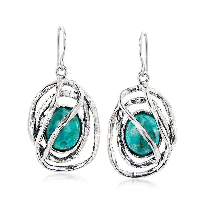 Turquoise Sculptural Drop Earrings in Sterling Silver  image number 0
