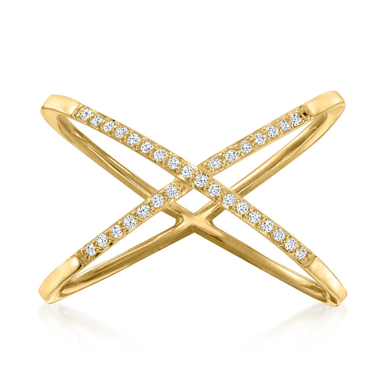 .10 ct. t.w. Diamond X Ring in 18kt Yellow Gold Over Sterling image number 0