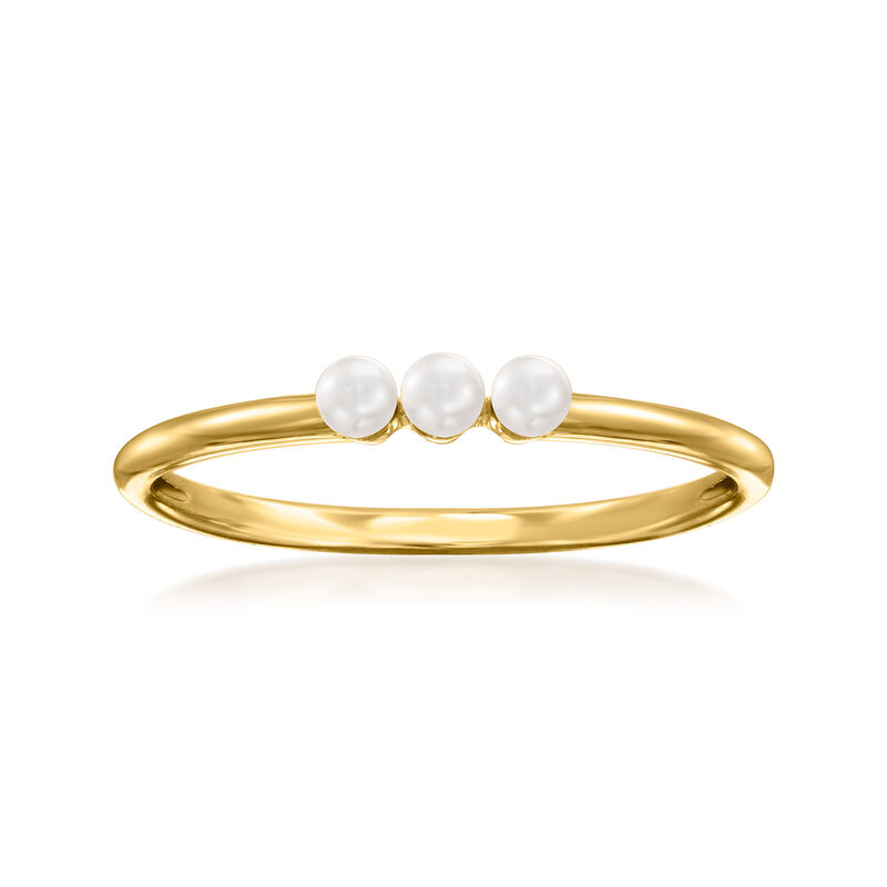 2-2.5mm Cultured Pearl Trio Ring in 14kt Yellow Gold image number 0