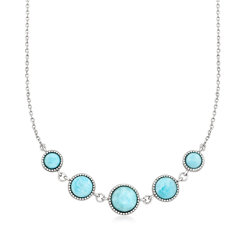 Larimar Graduated Necklace in Sterling Silver. 16&quot; image number 1